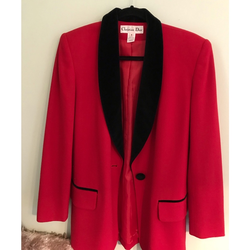 Red and Black Vintage Christian Dior Blazer